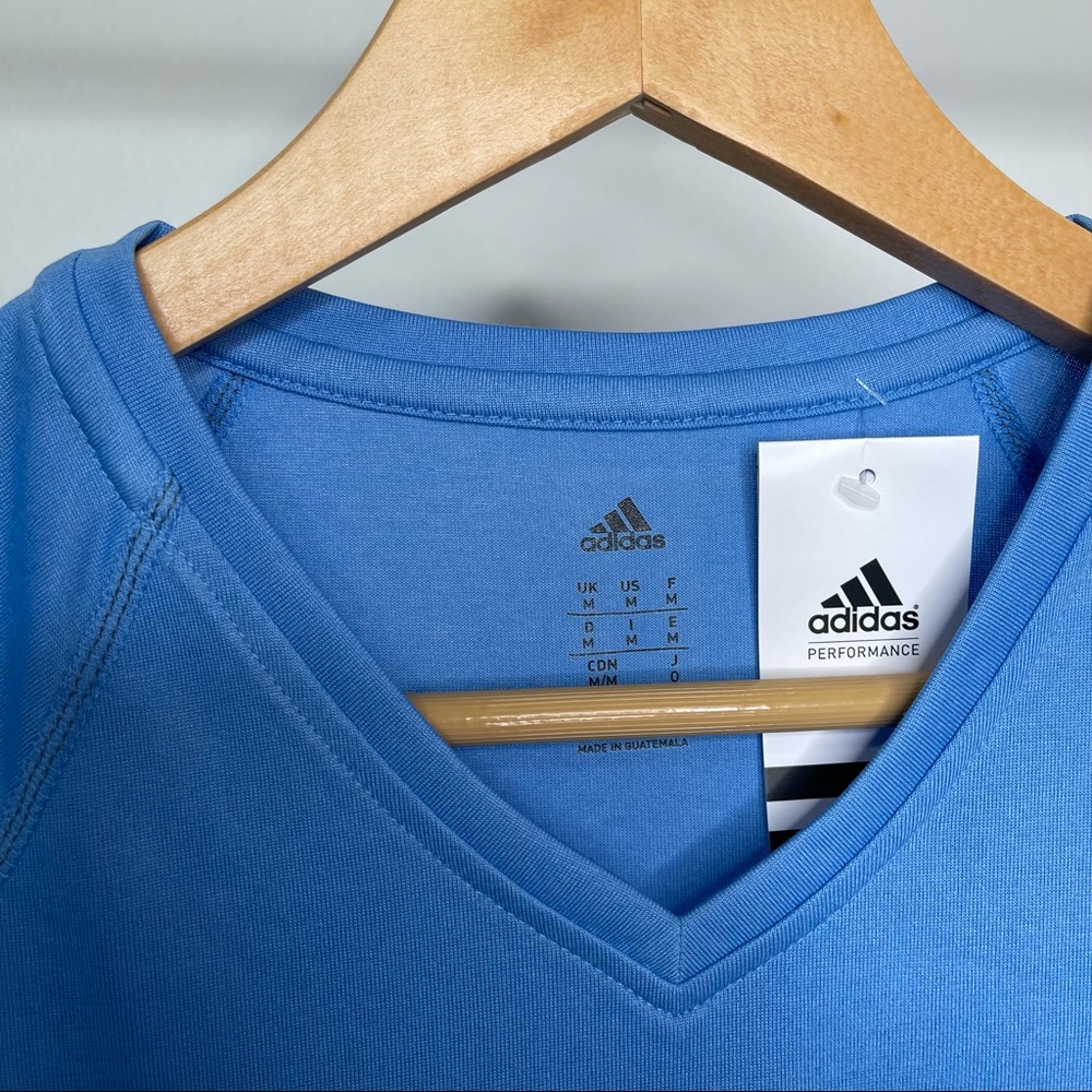 Adidas Baby Blue V-Neck Short Sleeve Shirt - Picture 5 of 7